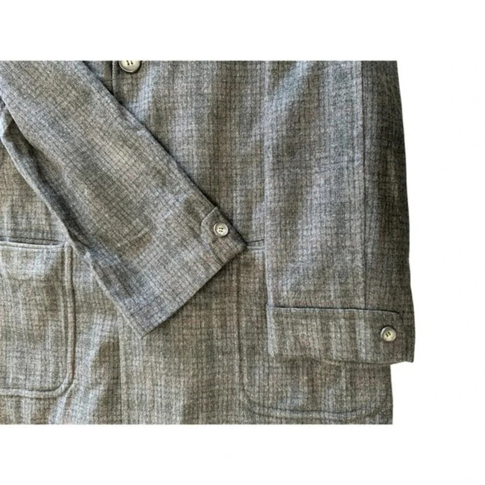 Vintage 60s Robert Hall Grey Wool Overcoat Plaid Mid Century‎ 3 Button Mens L
